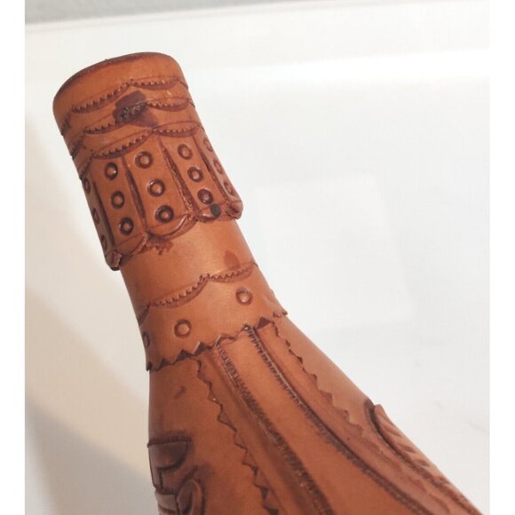 Vtg Leather Tooled Wrapped Wine/Liquor Decanter Columbian Souvenir Art Bottle - Picture 5 of 16